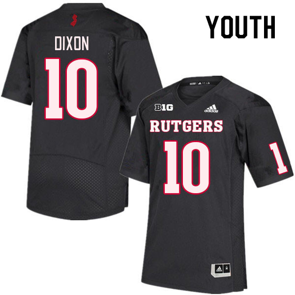 Youth #10 Flip Dixon Rutgers Scarlet Knights College Football Jerseys Stitched Sale-Black - Click Image to Close